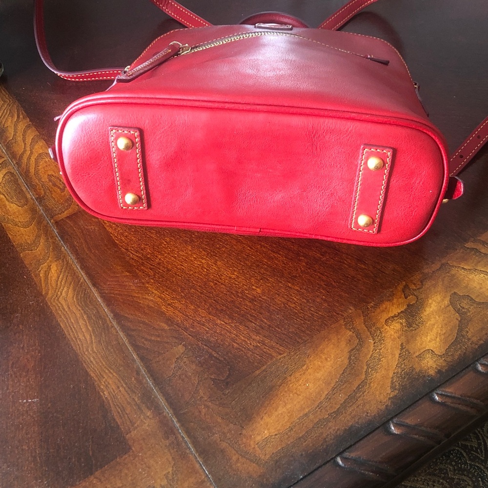 Dooney & Bourke Red Florentine Leather Zip Pod Backpack - Picture 4 of 11
